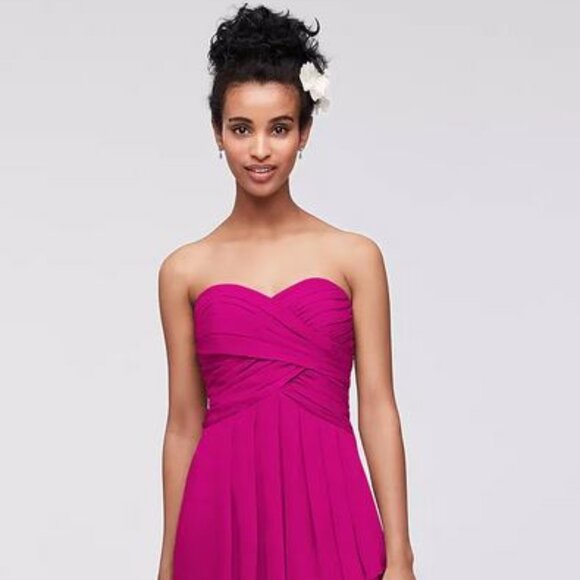 David's Bridal Elegant Pink Strapless Dress Size 14 - Picture 2 of 7